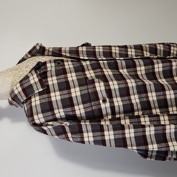 JACHS Men’s Brawny Long Sleeve Flannel Button Down Shirt Jacket Brown Grey XLT - Picture 6 of 16